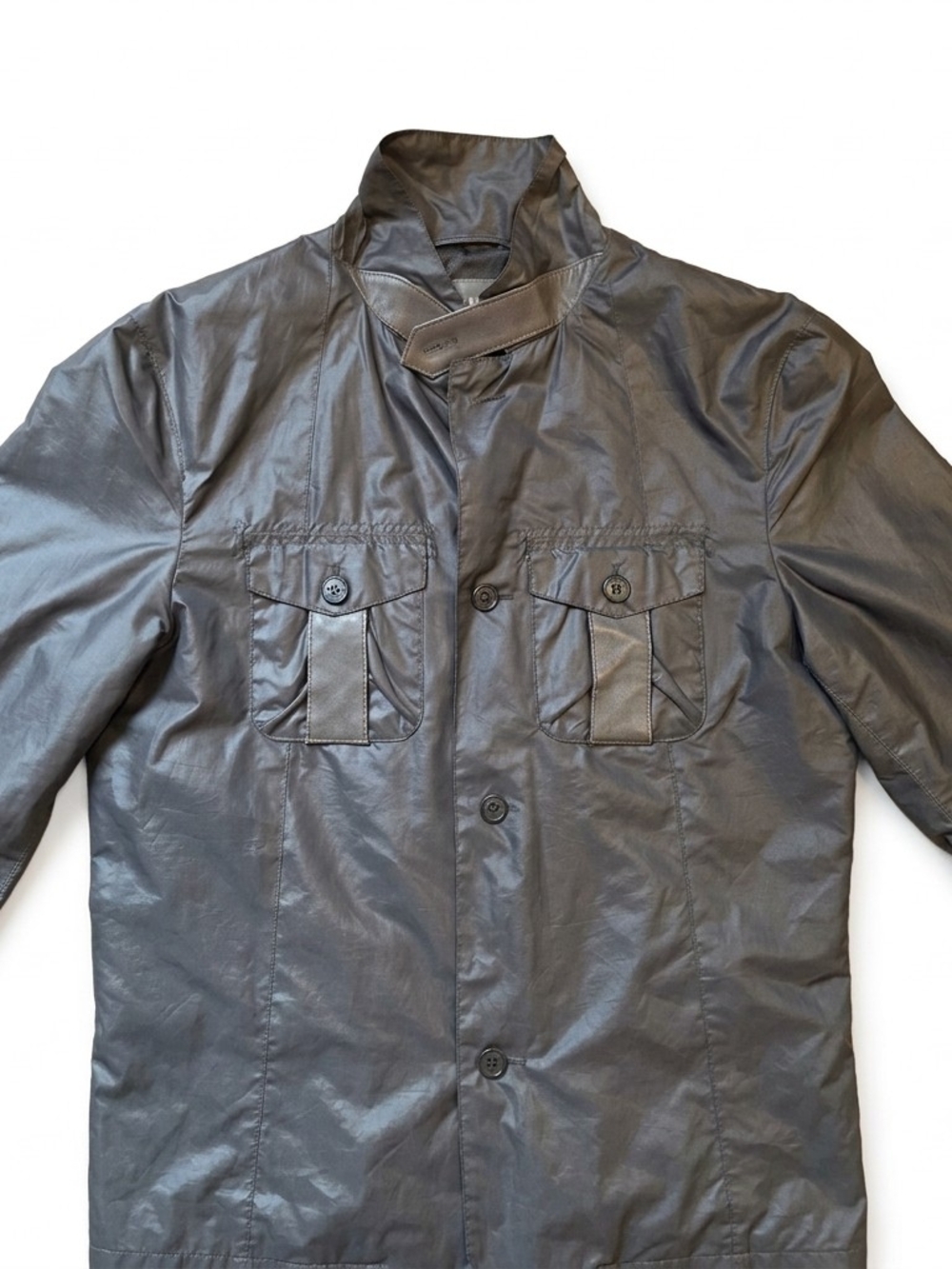 Armani Exchange Grey Blazer Jacket Small S Lamb Leather Elbow Patches